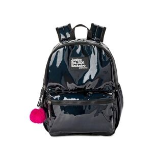 JUSTICE Girls Black Backpack with Pom Pom Dangle